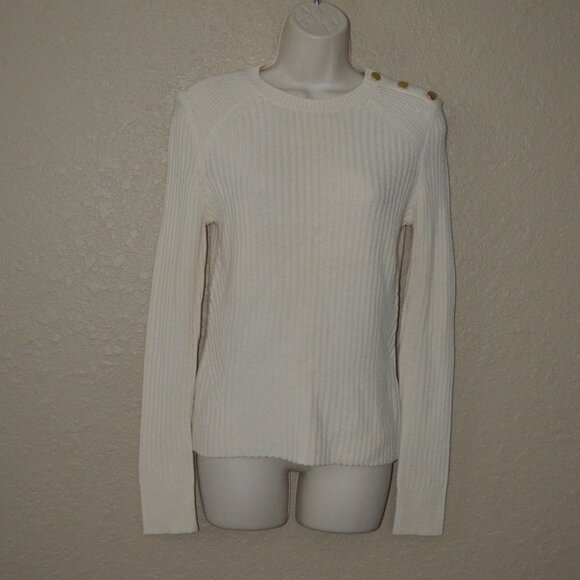 INTERMIX Sweaters - NWT $258 Sz S Intermix Ivory Beatrix Long Sleeve Ribbed Sweater